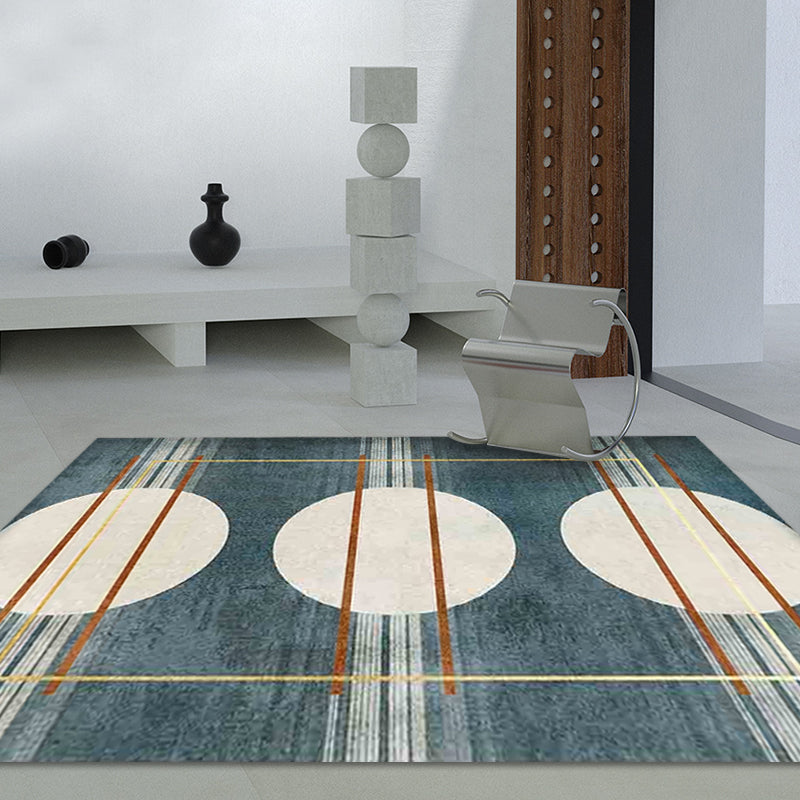 Contemporary Bedroom Indoor Rug Navy Circles Pattern Carpet Polyester Washable Non-Slip Pet Friendly Rug Navy Clearhalo 'Area Rug' 'Modern' 'Rugs' Rug' 1869168