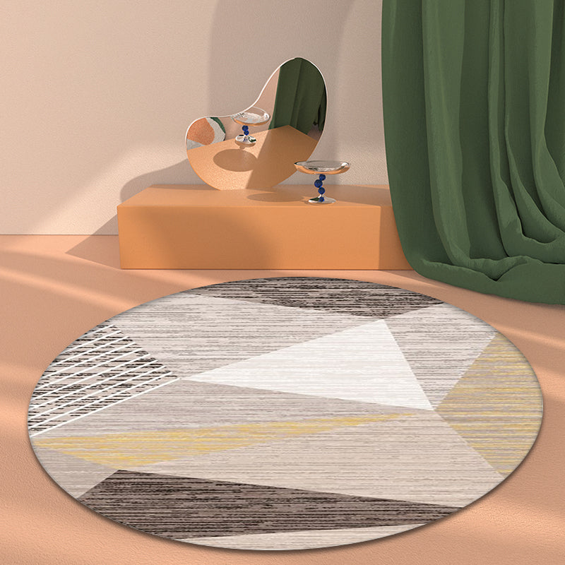 Multi Color Bedroom Rug Modern Geometric and Stripe Pattern Rug Polypropylene Machine Washable Non-Slip Backing Carpet Light Brown Clearhalo 'Area Rug' 'Modern' 'Rugs' Rug' 1869191