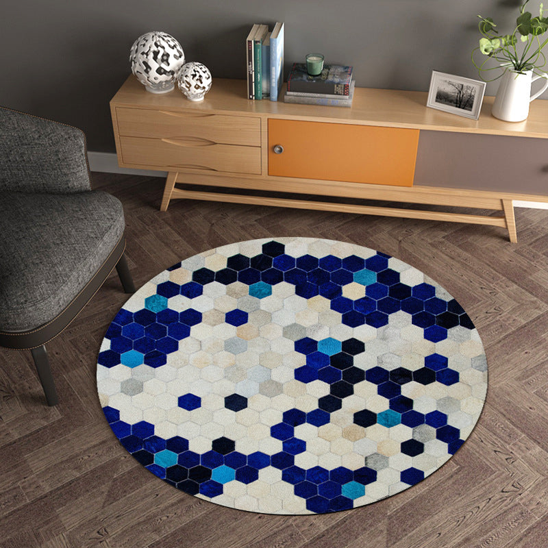 Creative Geometrical Indoor Rug Multicolor Polyester Area Carpet Anti-Slip Backing Pet Friendly Washable Rug for Study Dark Blue Clearhalo 'Area Rug' 'Modern' 'Rugs' Rug' 1869194