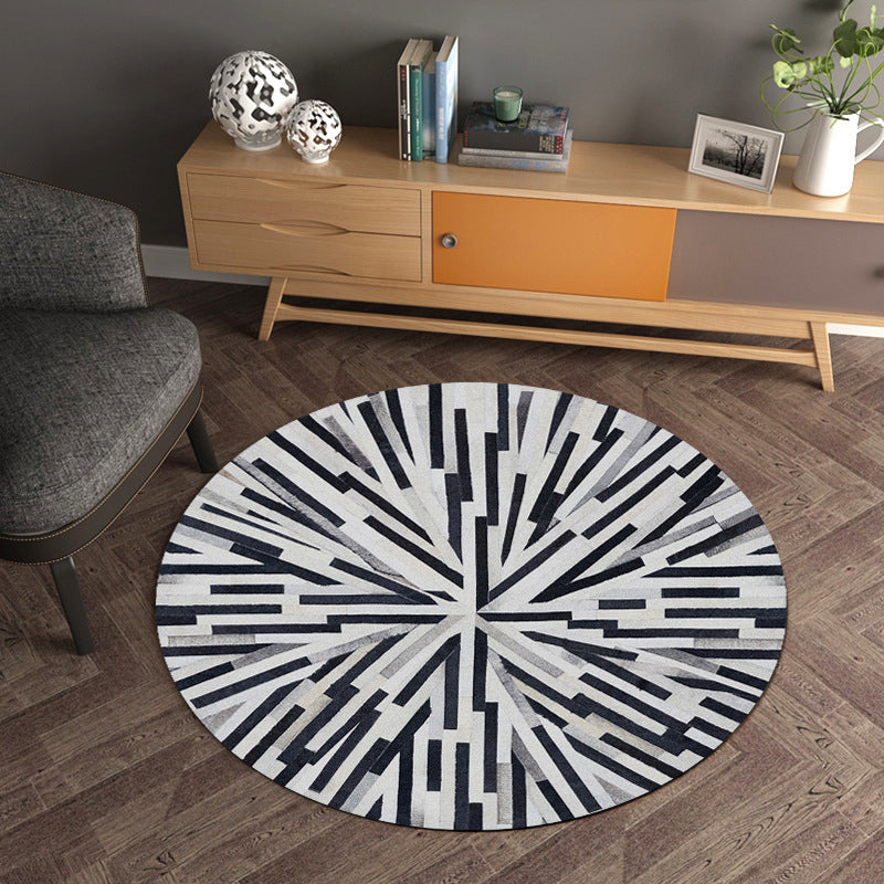 Creative Geometrical Indoor Rug Multicolor Polyester Area Carpet Anti-Slip Backing Pet Friendly Washable Rug for Study Black Clearhalo 'Area Rug' 'Modern' 'Rugs' Rug' 1869201