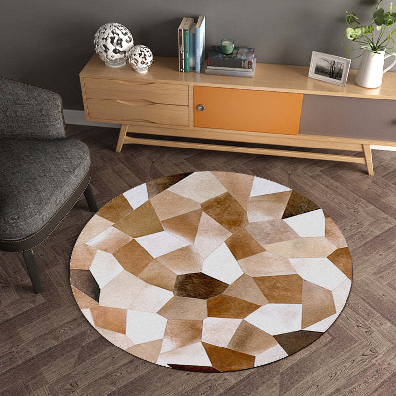 Creative Geometrical Indoor Rug Multicolor Polyester Area Carpet Anti-Slip Backing Pet Friendly Washable Rug for Study Light Brown Clearhalo 'Area Rug' 'Modern' 'Rugs' Rug' 1869206