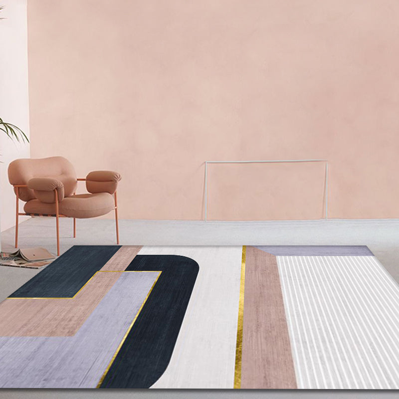 Multi Colored Study Rug Novelty Striped Pattern Rug Polyester Machine Washable Non-Slip Backing Carpet Apricot Clearhalo 'Area Rug' 'Modern' 'Rugs' Rug' 1869221