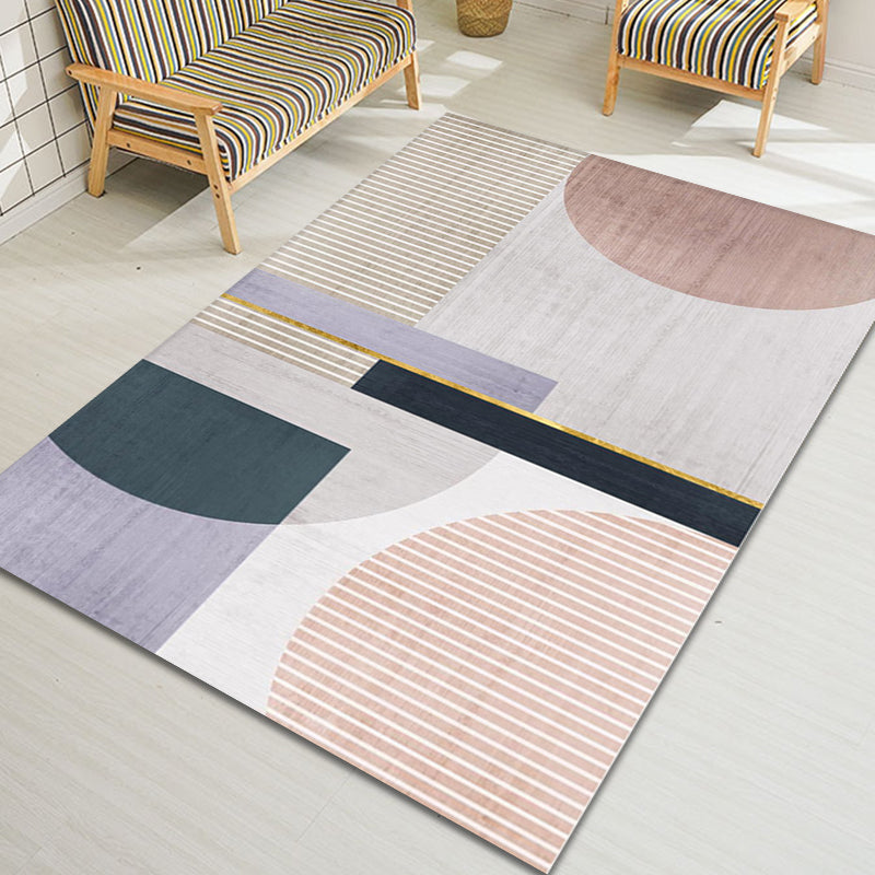 Multi Colored Study Rug Novelty Striped Pattern Rug Polyester Machine Washable Non-Slip Backing Carpet Grey Clearhalo 'Area Rug' 'Modern' 'Rugs' Rug' 1869227