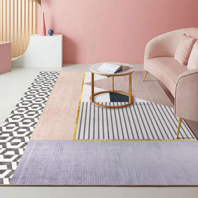 Multi Colored Study Rug Novelty Striped Pattern Rug Polyester Machine Washable Non-Slip Backing Carpet Nude Pink Clearhalo 'Area Rug' 'Modern' 'Rugs' Rug' 1869229