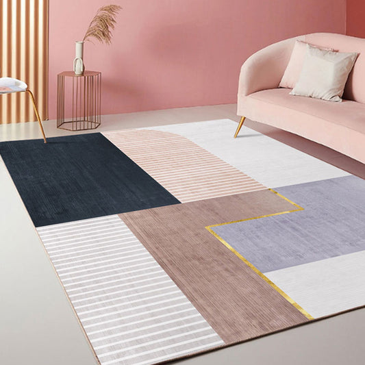 Multi Colored Study Rug Novelty Striped Pattern Rug Polyester Machine Washable Non-Slip Backing Carpet Black Clearhalo 'Area Rug' 'Modern' 'Rugs' Rug' 1869230