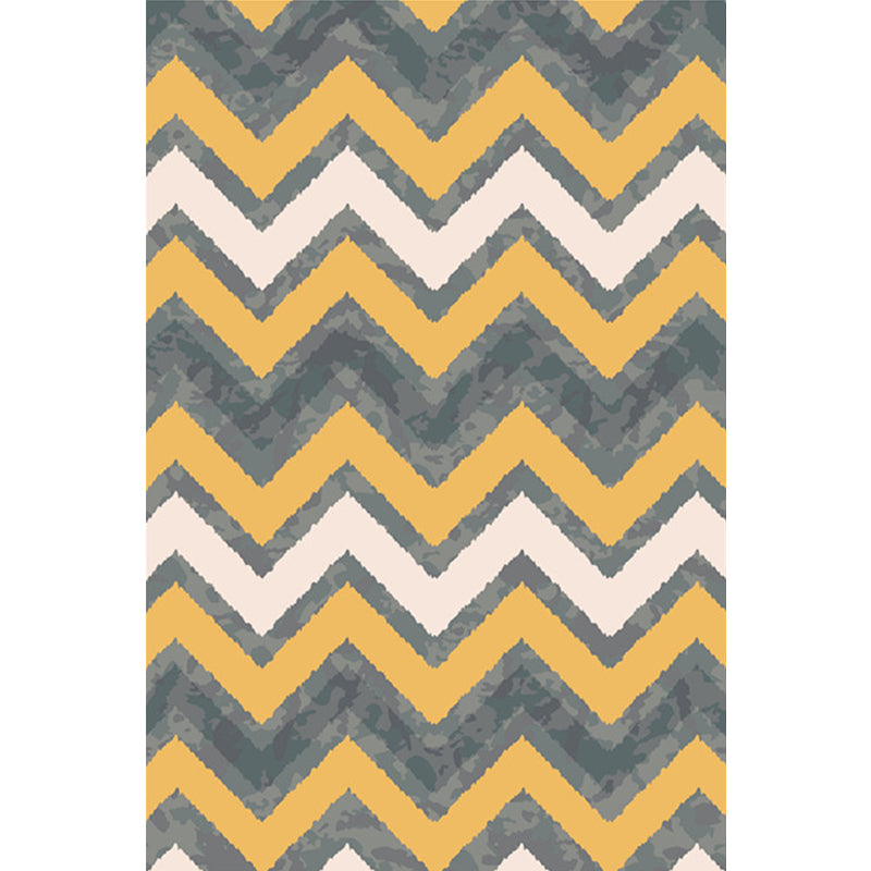 Modernist Swirl Striped Pattern Rug Grey and Yellow Polypropylene Rug Anti-Slip Washable Area Rug for Home Clearhalo 'Area Rug' 'Modern' 'Rugs' Rug' 1869286