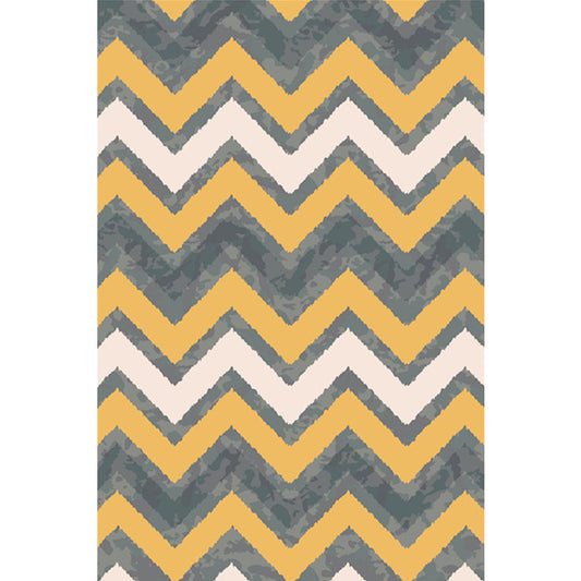 Modernist Swirl Striped Pattern Rug Grey and Yellow Polypropylene Rug Anti-Slip Washable Area Rug for Home Clearhalo 'Area Rug' 'Modern' 'Rugs' Rug' 1869286