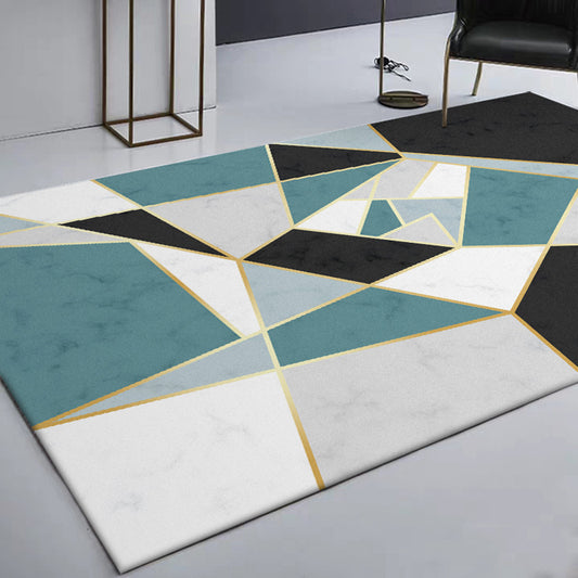 Simple Geometric Pattern Rug Green and Black Polyester Rug Washable Area Carpet for Drawing Room Clearhalo 'Area Rug' 'Modern' 'Rugs' Rug' 1869315