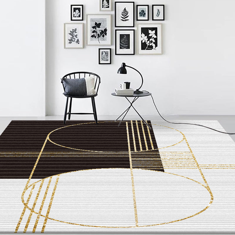 Stylish Striped Pattern Rug Black and White Nordic Rug Polyester Washable Non-Slip Pet Friendly Carpet for Living Room Clearhalo 'Area Rug' 'Modern' 'Rugs' Rug' 1869332