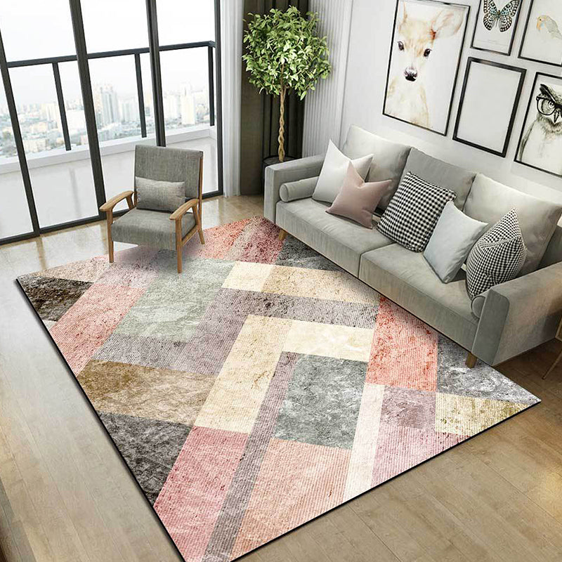 Multicolor Bedroom Rug Modernist Geometric Pattern Rug Polyester Anti-Slip Backing Washable Area Rug Red Clearhalo 'Area Rug' 'Modern' 'Rugs' Rug' 1869339