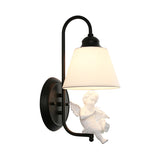 Monochrome Tapered Shade Wall Light with Angel Deco Modern Metal Wall Lamp for Adult Bedroom Clearhalo 'Wall Lamps & Sconces' 'Wall Lights' Lighting' 186933