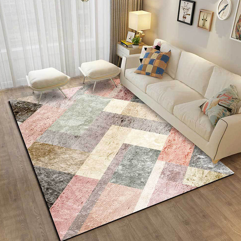 Multicolor Bedroom Rug Modernist Geometric Pattern Rug Polyester Anti-Slip Backing Washable Area Rug Clearhalo 'Area Rug' 'Modern' 'Rugs' Rug' 1869340