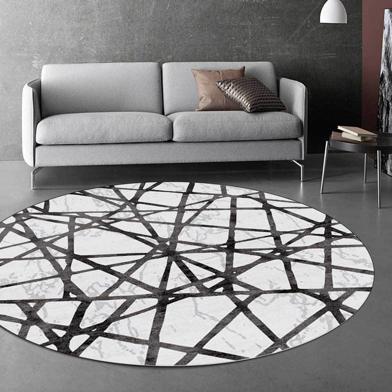 Black Parlor Rug Modernist Geometry Pattern Rug Polypropylene Machine Washable Non-Slip Carpet Black Clearhalo 'Area Rug' 'Modern' 'Rugs' Rug' 1869361