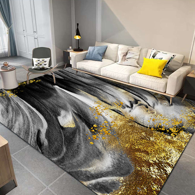 Multi Colored Watercolor Pattern Rug Synthetics Modern Carpet Washable Anti-Slip Backing Rug for Study Gold Clearhalo 'Area Rug' 'Modern' 'Rugs' Rug' 1869404