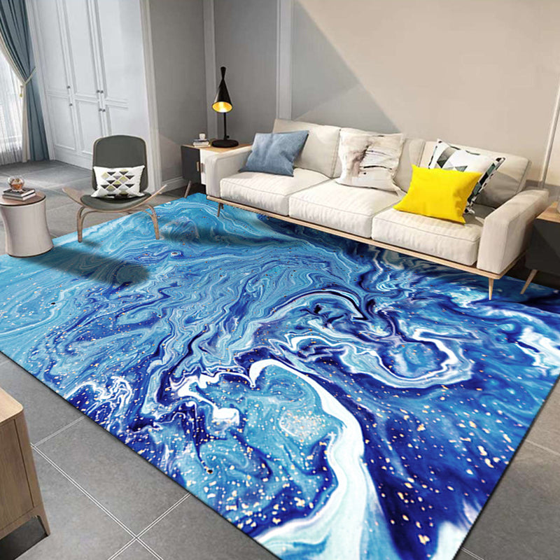 Multi Colored Watercolor Pattern Rug Synthetics Modern Carpet Washable Anti-Slip Backing Rug for Study Blue Clearhalo 'Area Rug' 'Modern' 'Rugs' Rug' 1869406