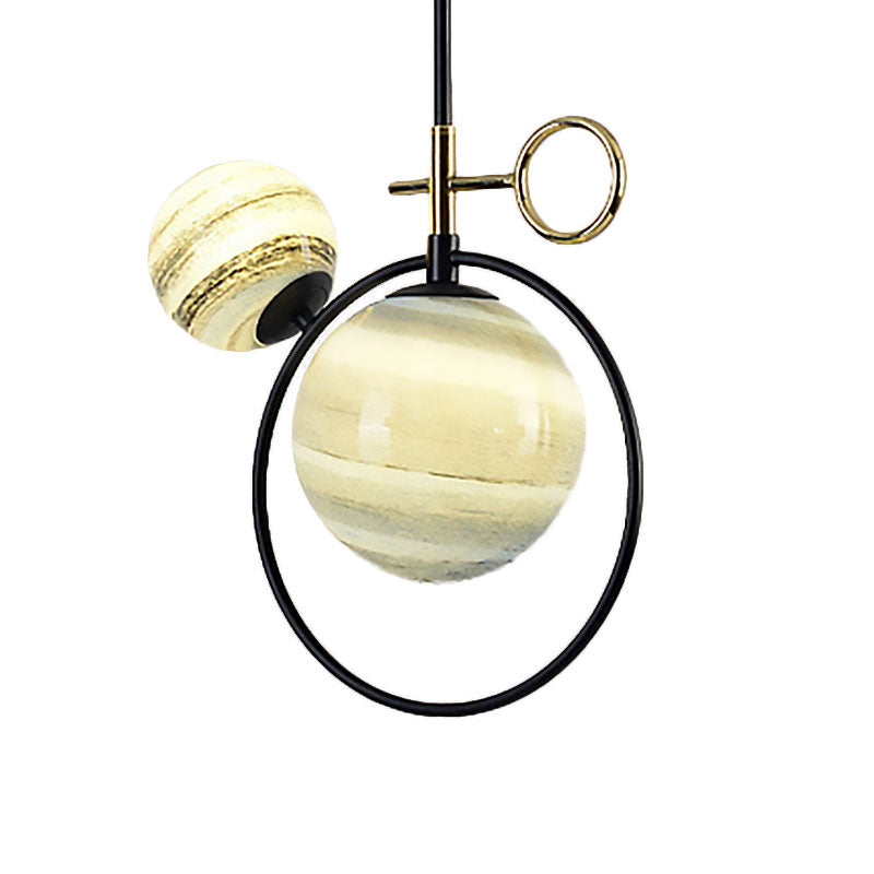 Globe Glass Cluster Pendant Contemporary 2 Lights Black Led Hanging Light Fixture for Living Room Clearhalo 'Ceiling Lights' 'Glass shade' 'Glass' 'Modern Pendants' 'Modern' 'Pendant Lights' 'Pendants' Lighting' 186942