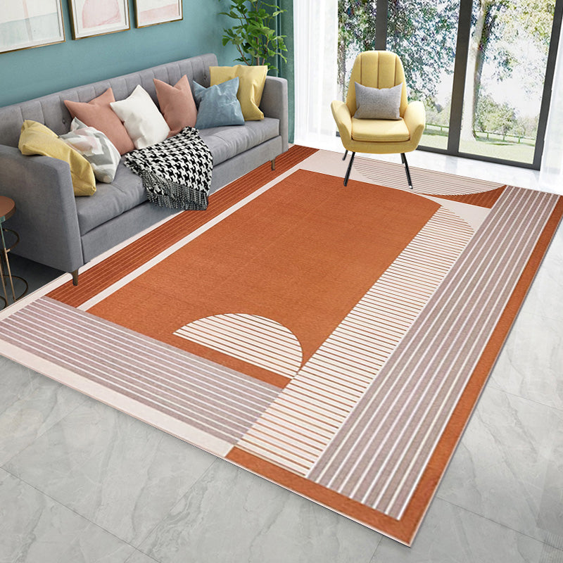 Multi Color Modern Rug Polyester Striped Pattern Rug Non-Slip Backing Area Rug for Bedroom Yellow-Red 4'7" x 6'7" Clearhalo 'Area Rug' 'Modern' 'Rugs' Rug' 1869659