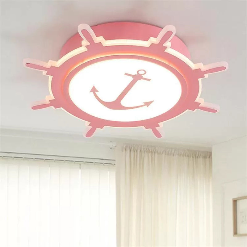 Cartoon Rudder LED Ceiling Lamp Acrylic Candy Colored Flush Mount Light for Girls Bedroom Clearhalo 'Ceiling Lights' 'Close To Ceiling Lights' 'Close to ceiling' 'Flush mount' Lighting' 186966