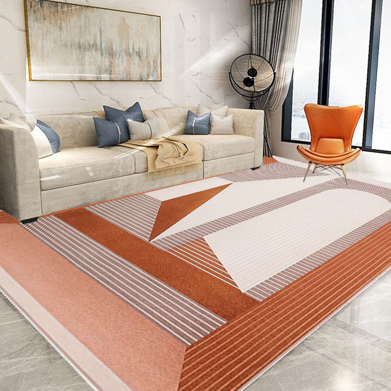 Multi Color Modern Rug Polyester Striped Pattern Rug Non-Slip Backing Area Rug for Bedroom Orange 4'7" x 6'7" Clearhalo 'Area Rug' 'Modern' 'Rugs' Rug' 1869662