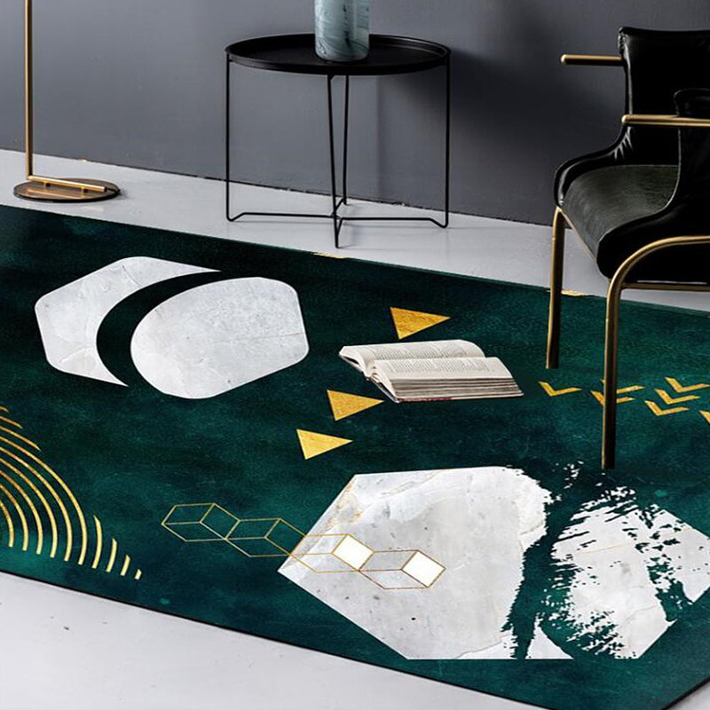 Green Geometric Pattern Rug Polyester Modern Rug Washable Non-Slip Pet Friendly Carpet for Living Room Clearhalo 'Area Rug' 'Modern' 'Rugs' Rug' 1869672