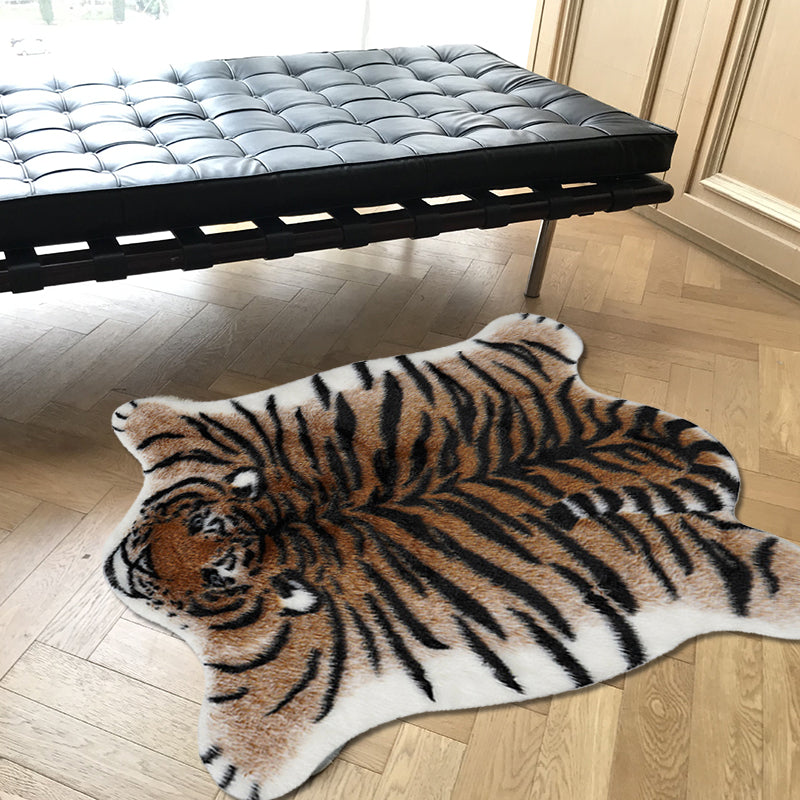 Funky Tiger Striped Pattern Rug Brown Nordic Rug Polyester Washable Non-Slip Pet Friendly Carpet for Living Room Brown Clearhalo 'Area Rug' 'Casual' 'Rugs' Rug' 1869696