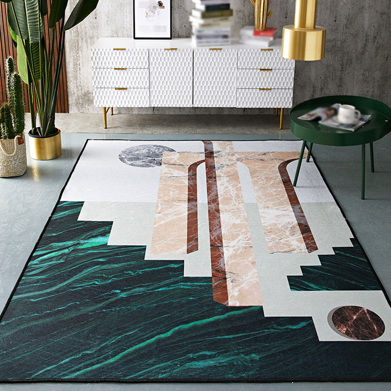 Modern Geometric Pattern Rug Multicolor Polyester Carpet Anti-Slip Pet Friendly Washable Rug for Study Green Clearhalo 'Area Rug' 'Modern' 'Rugs' Rug' 1869707