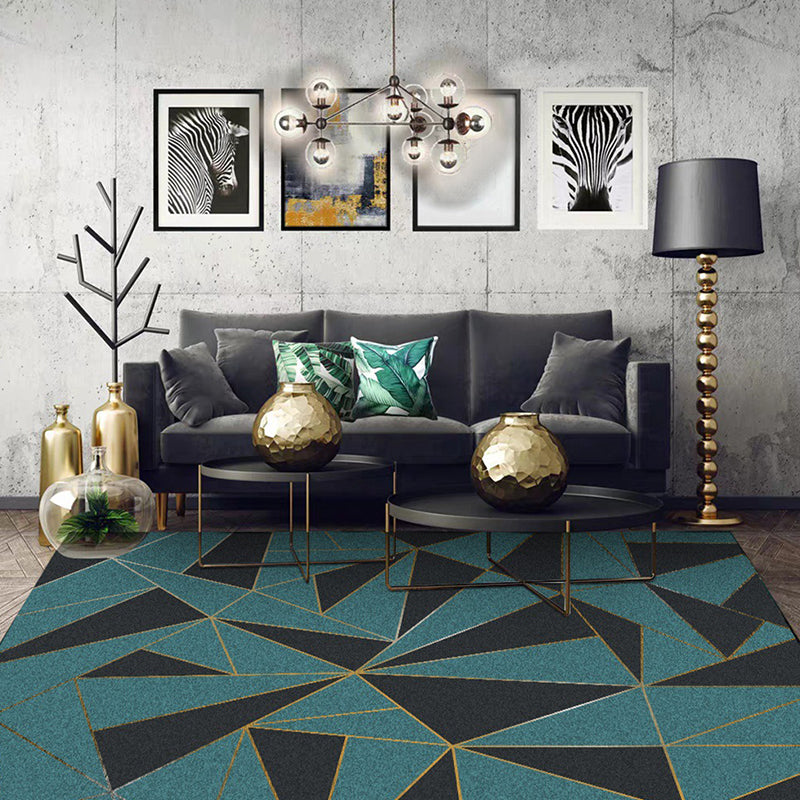 Nordic Geometric Pattern Rug Green Polyester Carpet Pet Friendly Indoor Rug for Drawing Room Clearhalo 'Area Rug' 'Modern' 'Rugs' Rug' 1869764