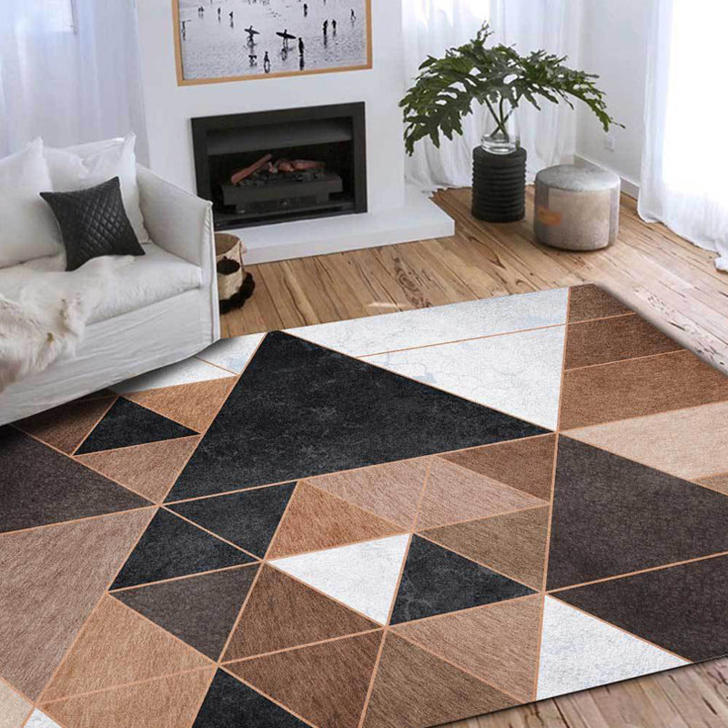 Novelty Geometrical Pattern Rug Brown Polyester Carpet Anti-Slip Pet Friendly Washable Rug for Home Brown Clearhalo 'Area Rug' 'Modern' 'Rugs' Rug' 1869771