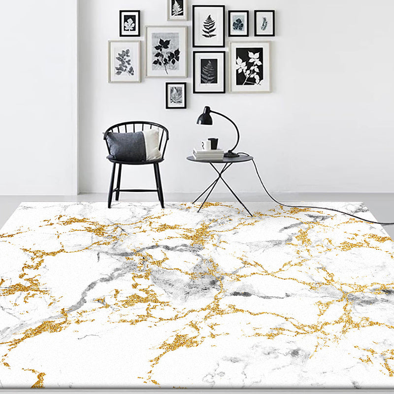 White Marble Surface Pattern Rug Polyester Modern Rug Washable Non-Slip Pet Friendly Carpet for Living Room Clearhalo 'Area Rug' 'Modern' 'Rugs' Rug' 1869781