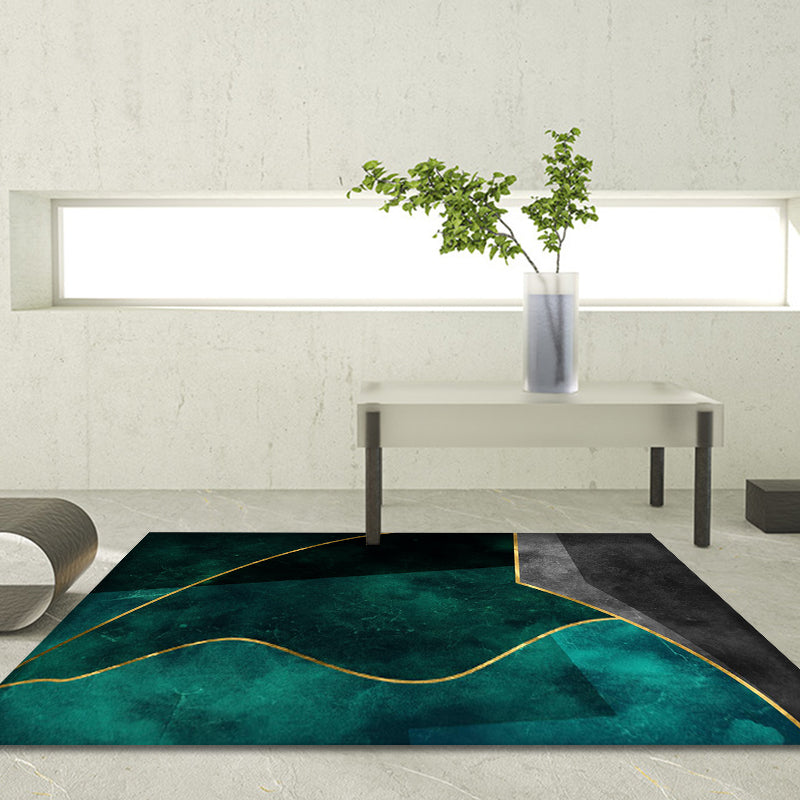 Green Living Room Rug Modernist Abstract Pattern Rug Polyester Machine Washable Non-Slip Backing Area Rug Green Clearhalo 'Area Rug' 'Modern' 'Rugs' Rug' 1869879