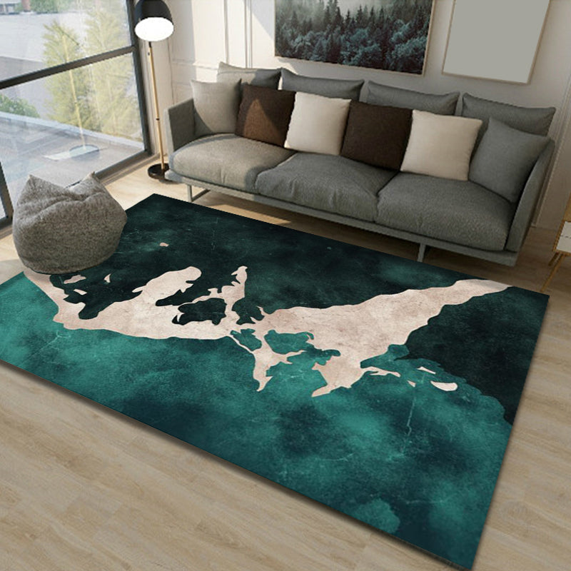 Green Living Room Rug Modernist Abstract Pattern Rug Polyester Machine Washable Non-Slip Backing Area Rug Blackish Green Clearhalo 'Area Rug' 'Modern' 'Rugs' Rug' 1869887