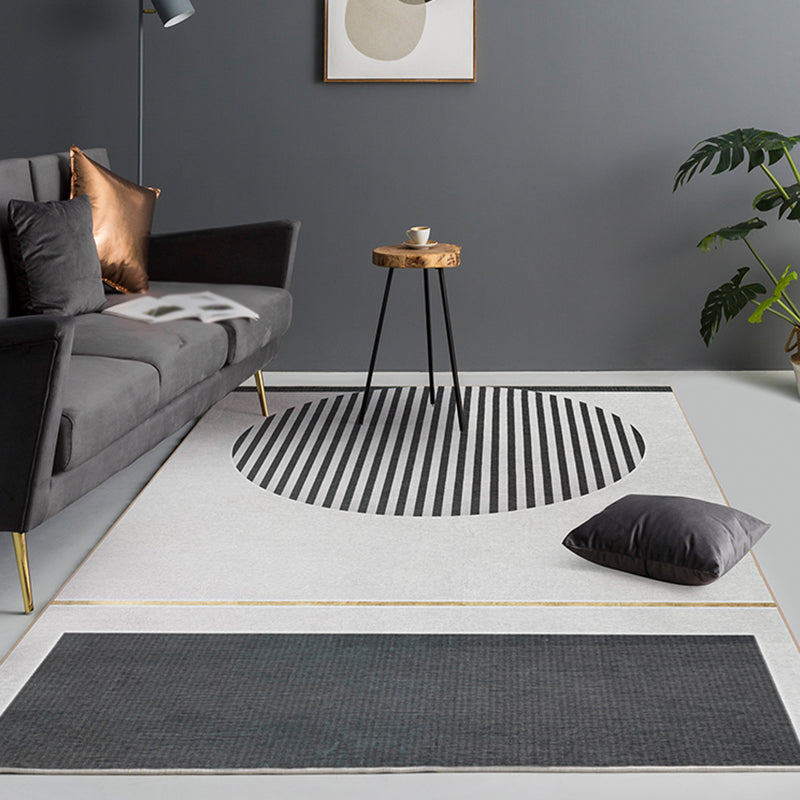 Creative Stripe Pattern Rug Black Minimalist Rug Chenille Pet Friendly Washable Non-Slip Area Rug for Bedroom Black Clearhalo 'Area Rug' 'Modern' 'Rugs' Rug' 1869890