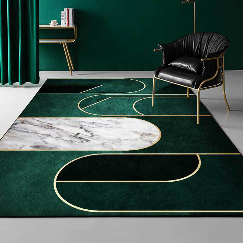 Green Geometric Pattern Rug Polyester Modern Rug Washable Non-Slip Pet Friendly Carpet for Living Room Clearhalo 'Area Rug' 'Modern' 'Rugs' Rug' 1869909