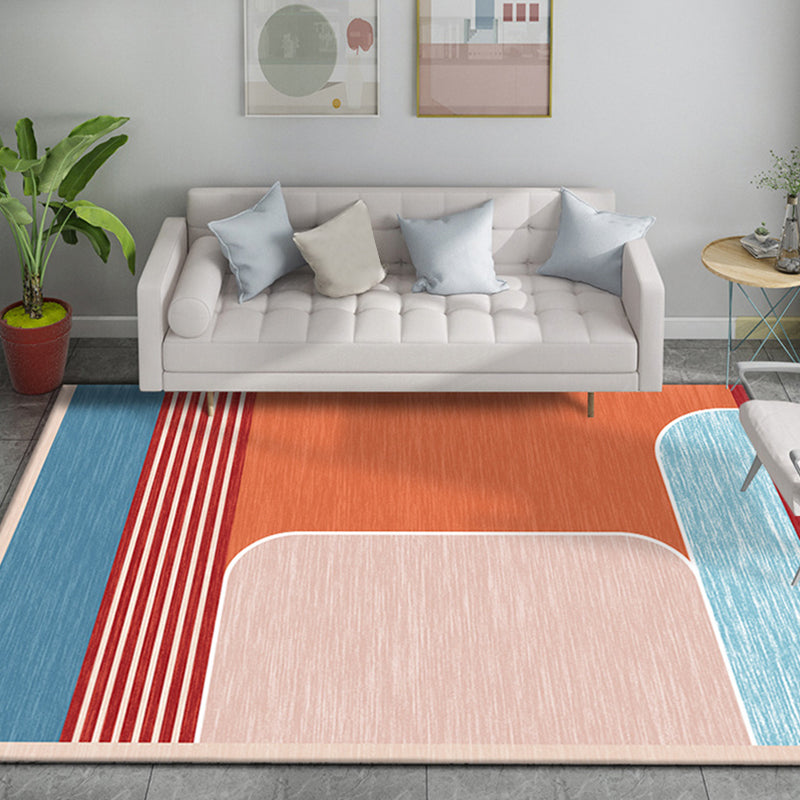 Orange Striped Pattern Rug Synthetics Modernist Rug Washable Anti-Slip Backing Area Rug for Study Yellow-Red Clearhalo 'Area Rug' 'Modern' 'Rugs' Rug' 1869953