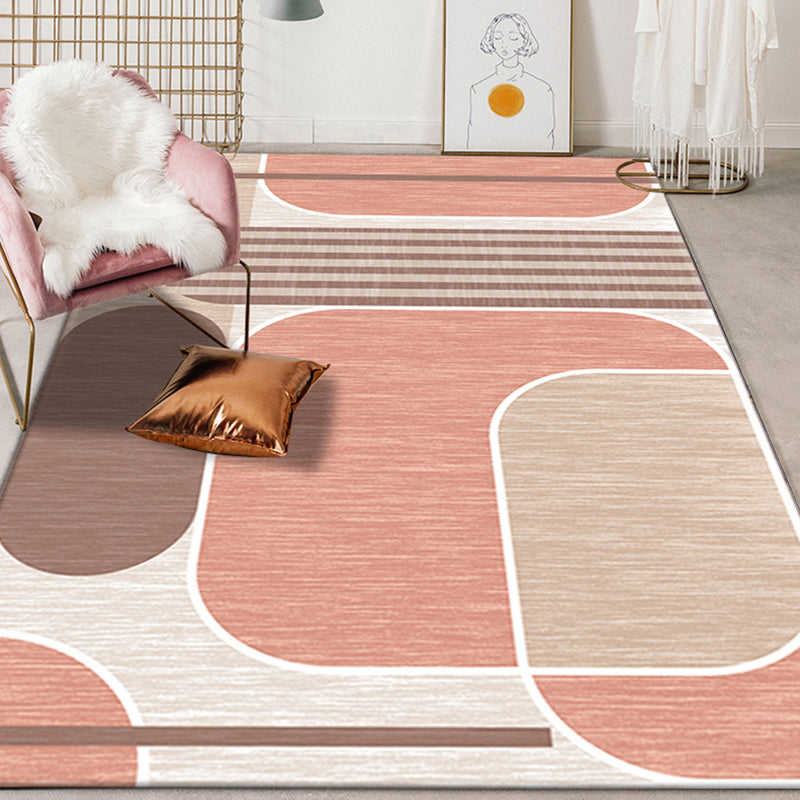 Orange Striped Pattern Rug Synthetics Modernist Rug Washable Anti-Slip Backing Area Rug for Study Pink Clearhalo 'Area Rug' 'Modern' 'Rugs' Rug' 1869959