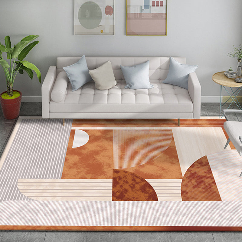 Orange Striped Pattern Rug Synthetics Modernist Rug Washable Anti-Slip Backing Area Rug for Study Red Brown Clearhalo 'Area Rug' 'Modern' 'Rugs' Rug' 1869960