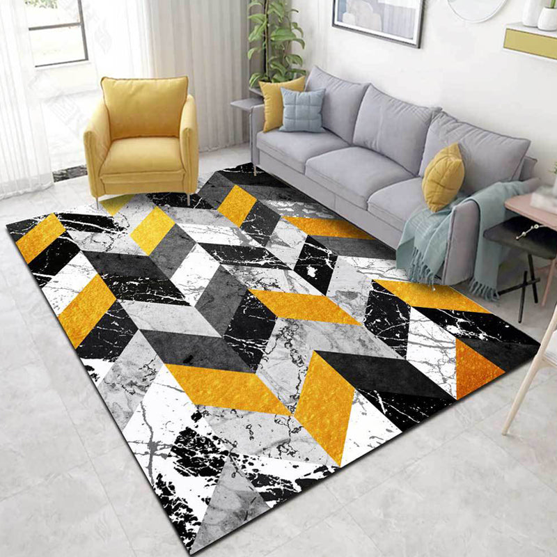 Multicolor Parlor Rug Modernism Geometry Marble Pattern Rug Polyester Machine Washable Non-Slip Backing Carpet Black Clearhalo 'Area Rug' 'Modern' 'Rugs' Rug' 1869984