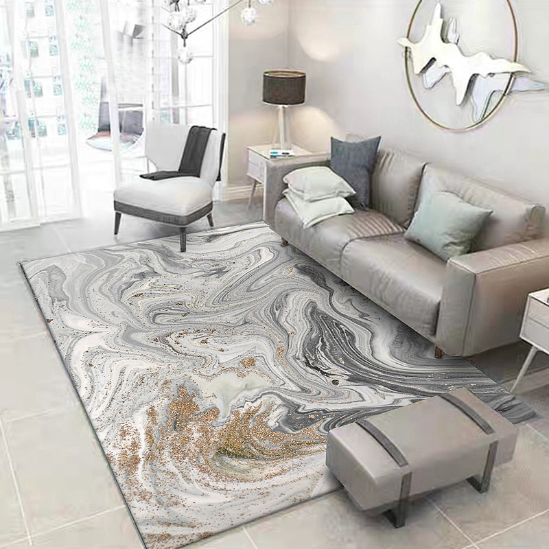 Casual Abstract Rug Grey Nordic Rug Polyester Washable Non-Slip Pet Friendly Carpet for Living Room Clearhalo 'Area Rug' 'Modern' 'Rugs' Rug' 1869994