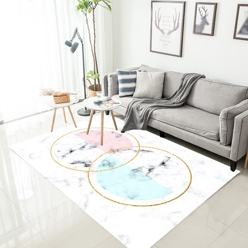 Stylish Marble Surface Pattern Rug White Novelty Rug Polyester Pet Friendly Washable Non-Slip Area Rug for Home Clearhalo 'Area Rug' 'Modern' 'Rugs' Rug' 1870075