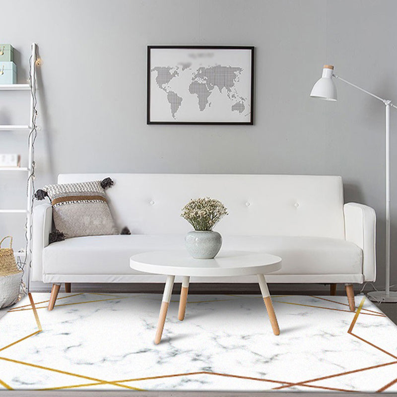 Stylish Marble Surface Pattern Rug White Novelty Rug Polyester Pet Friendly Washable Non-Slip Area Rug for Home White Clearhalo 'Area Rug' 'Modern' 'Rugs' Rug' 1870083