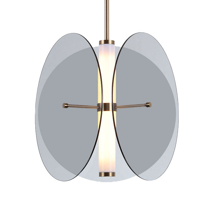 Amber/Smoke Glass Round Pendant Light Modernist 1 Light Led Hanging Ceiling Lamp with 3 Disks Clearhalo 'Ceiling Lights' 'Glass shade' 'Glass' 'Modern Pendants' 'Modern' 'Pendant Lights' 'Pendants' Lighting' 187017