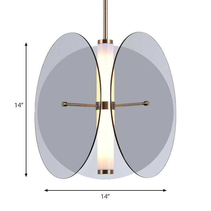 Amber/Smoke Glass Round Pendant Light Modernist 1 Light Led Hanging Ceiling Lamp with 3 Disks Clearhalo 'Ceiling Lights' 'Glass shade' 'Glass' 'Modern Pendants' 'Modern' 'Pendant Lights' 'Pendants' Lighting' 187018