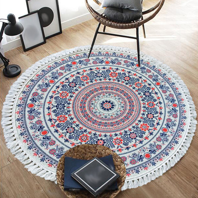 Traditional Tribal Floral Pattern Rug Multicolor Moroccan Rug Flax Pet Friendly Washable Non-Slip Area Rug for Bedroom Clearhalo 'Area Rug' 'Moroccan' 'Rugs' Rug' 1870197