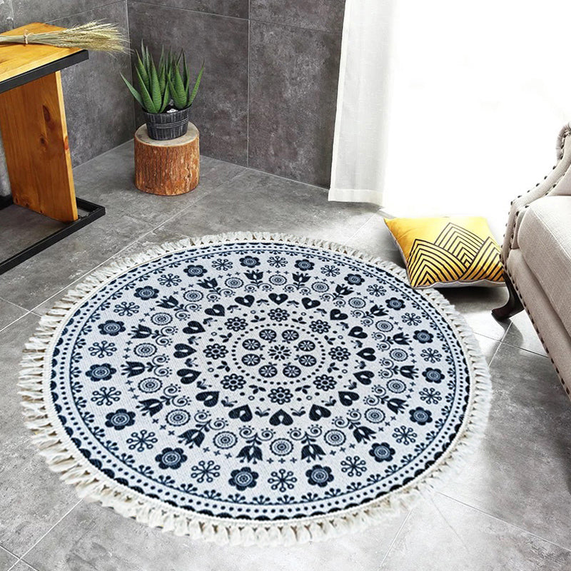 Traditional Tribal Floral Pattern Rug Multicolor Moroccan Rug Flax Pet Friendly Washable Non-Slip Area Rug for Bedroom Clearhalo 'Area Rug' 'Moroccan' 'Rugs' Rug' 1870204