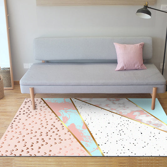 Decorative Geometric Pattern Rug with Spots Pink Nordic Rug Polyester Washable Non-Slip Carpet for Sitting Room Pink Clearhalo 'Area Rug' 'Modern' 'Rugs' Rug' 1870209