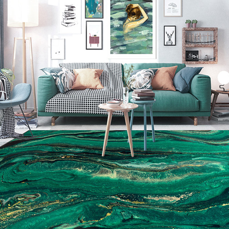 Green Study Rug Contemporary Abstract Rug Polyester Anti-Slip Backing Washable Area Rug Clearhalo 'Area Rug' 'Modern' 'Rugs' Rug' 1870227