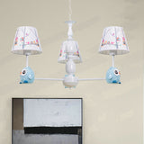 Blue Owl Suspension Light with Fabric Shade Cartoon Metal Chandelier for Nursing Room Clearhalo 'Ceiling Lights' 'Chandeliers' Lighting' options 187023