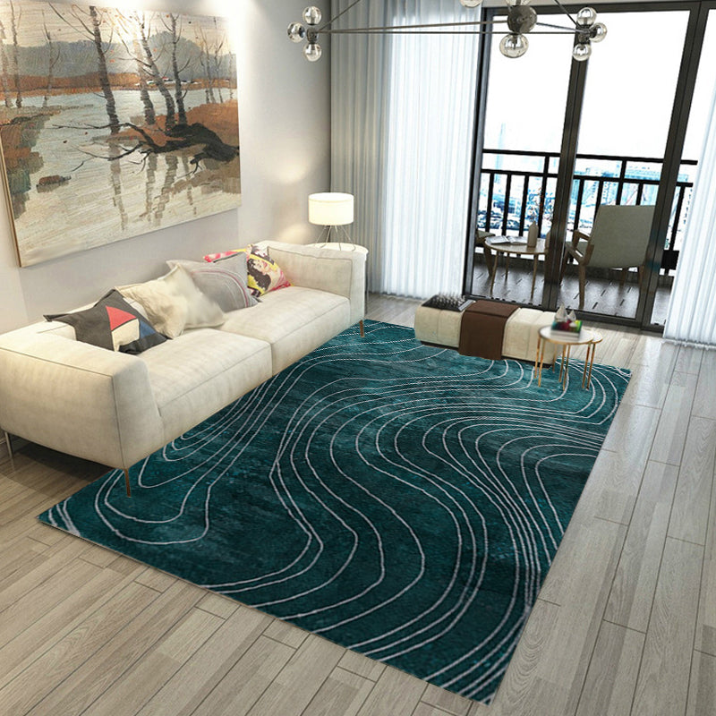 Beige and Green Parlour Rug Modernism Swirl Striped Pattern Rug Polyester Machine Washable Non-Slip Backing Area Carpet Clearhalo 'Area Rug' 'Modern' 'Rugs' Rug' 1870272