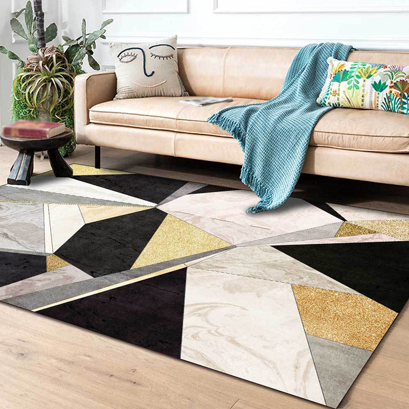 Creative Geometry Pattern Rug Blue and Purple Novelty Rug Synthetics Pet Friendly Washable Non-Slip Area Rug for Drawing Room Black Clearhalo 'Area Rug' 'Modern' 'Rugs' Rug' 1870315