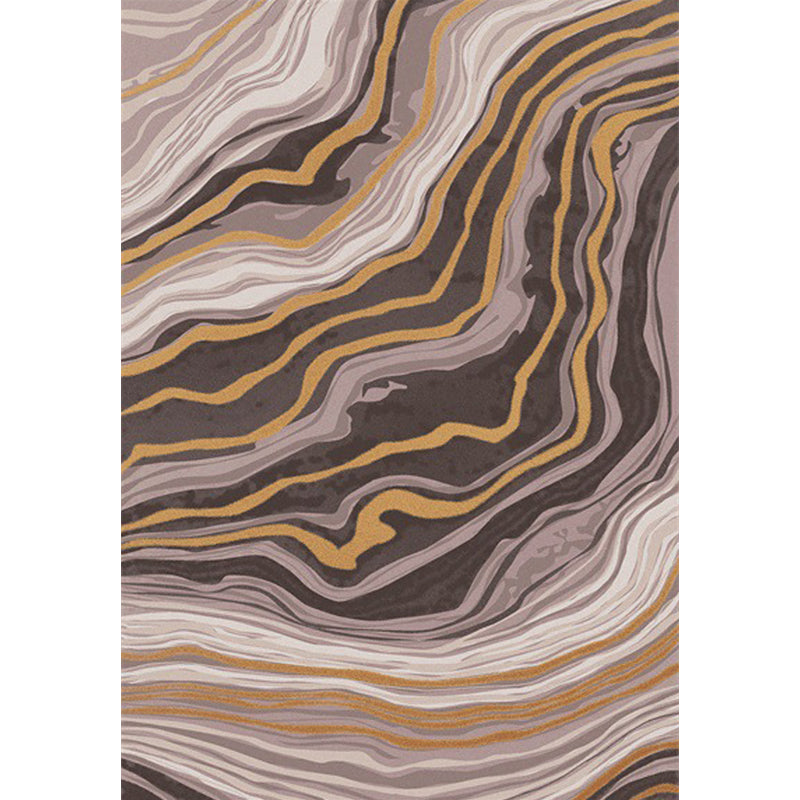 Brown Bedroom Rug Modernist Swirl Stripe Pattern Rug Polyester Anti-Slip Backing Washable Area Rug Clearhalo 'Area Rug' 'Modern' 'Rugs' Rug' 1870326